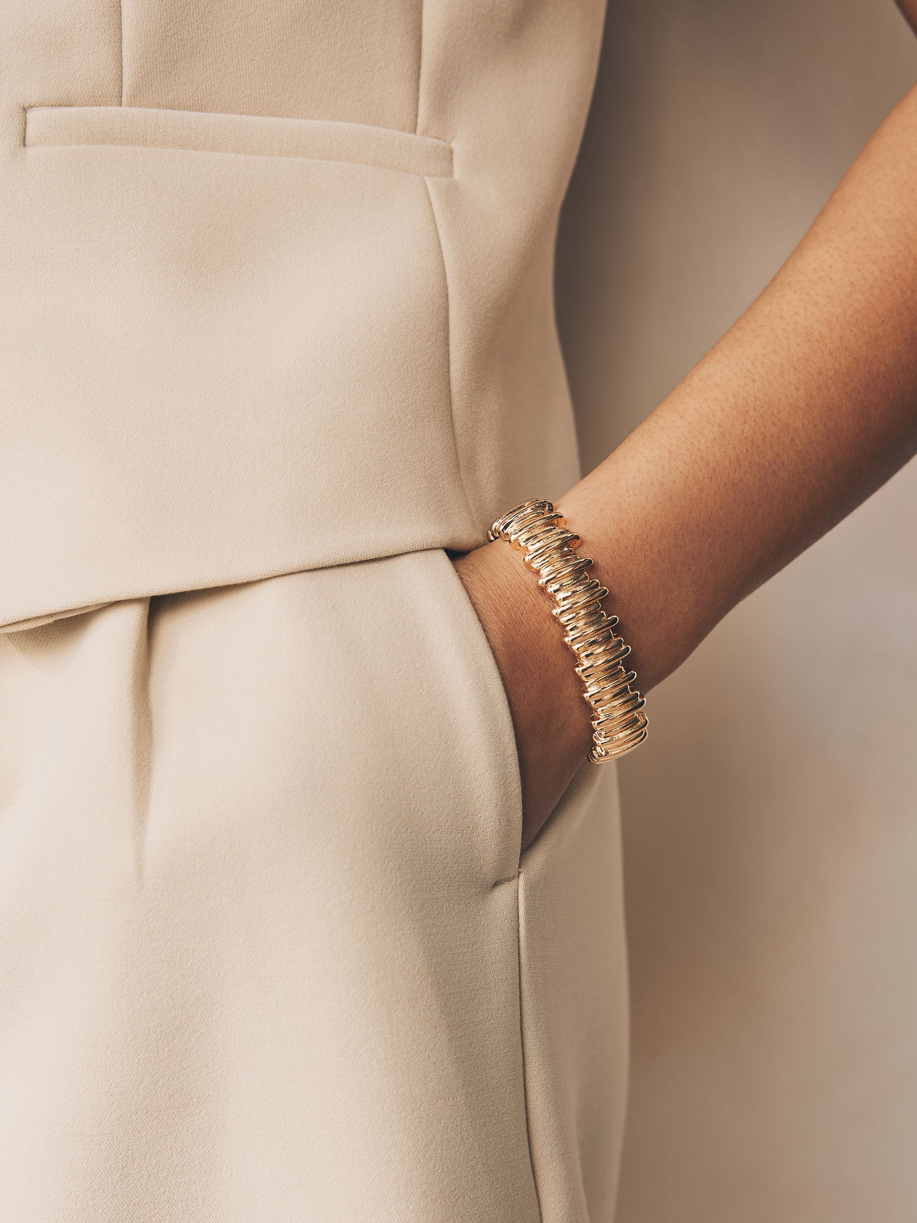 Goudkleurig - Ridged Stretch Bracelet