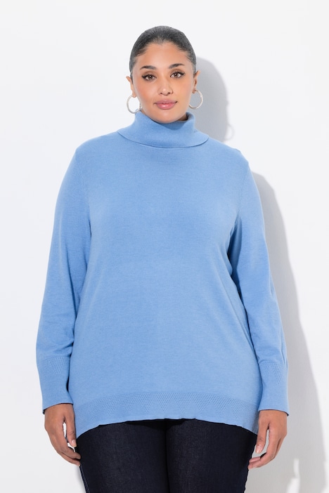 Rollkragenpullover, breite Rippbündchen, Langarm