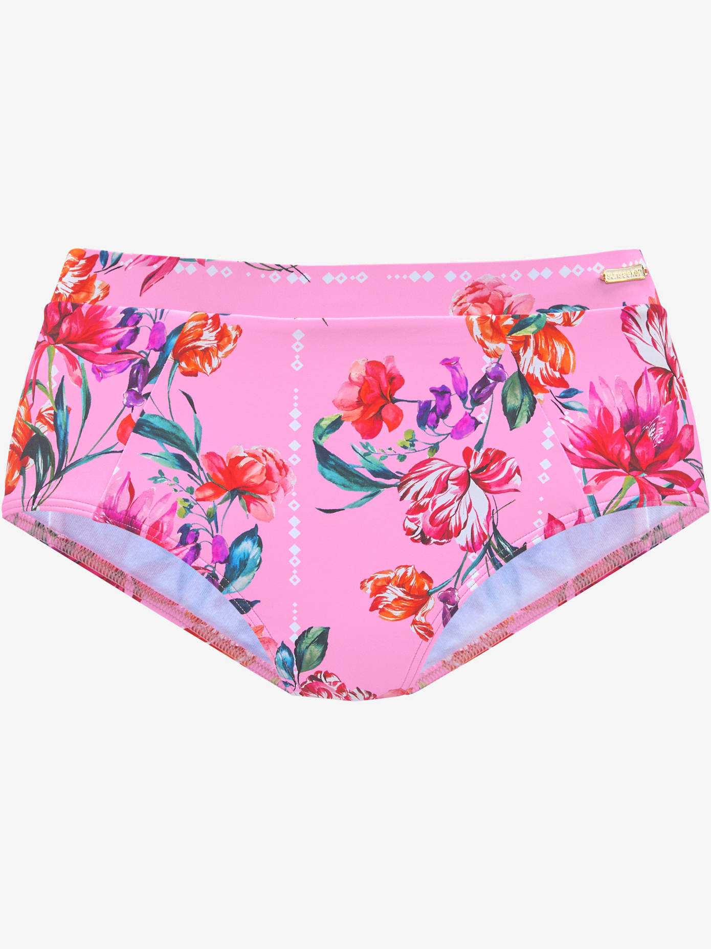 Bas de maillot de bain taille haute imprimé floral moderne