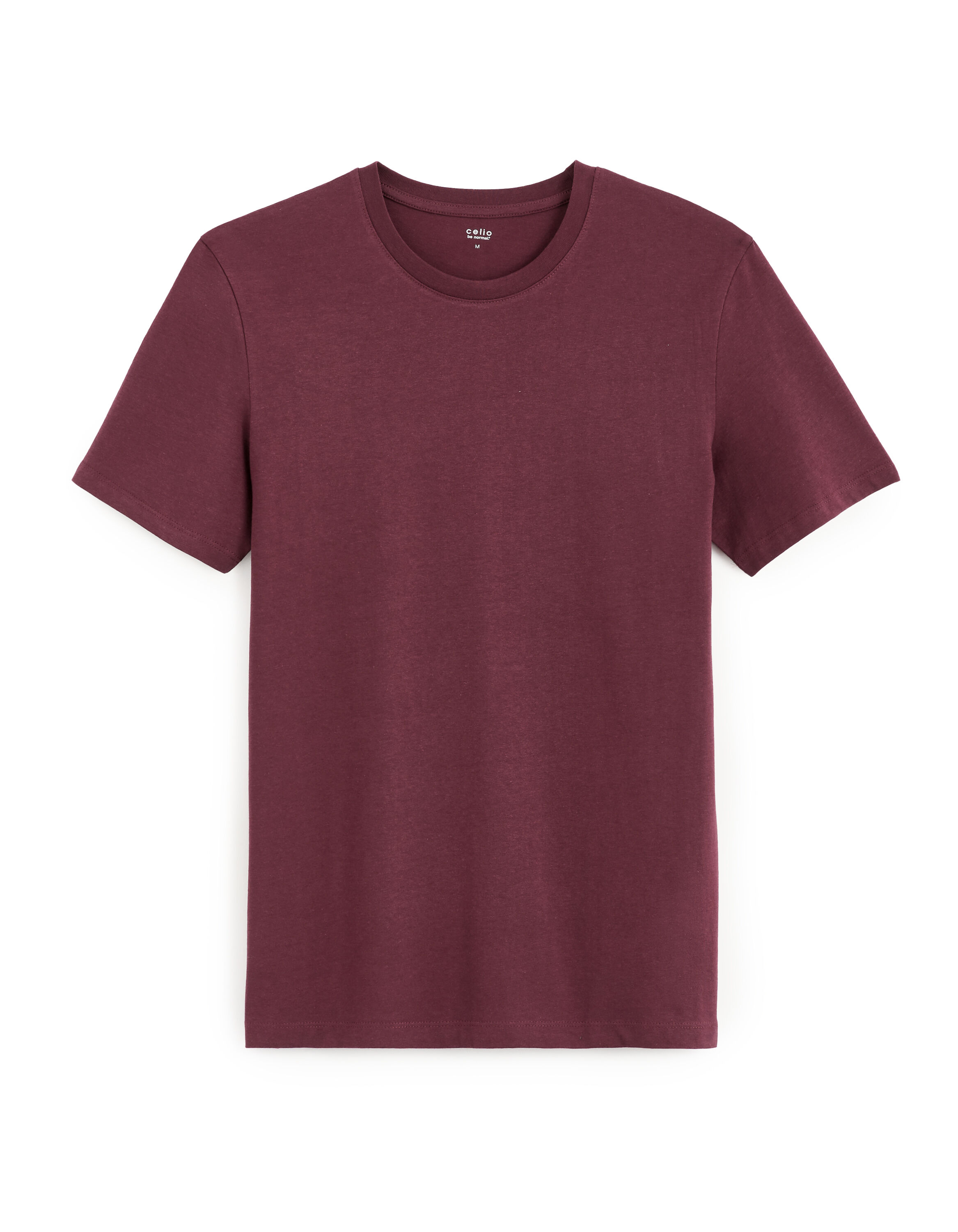 T-shirt regular col rond 100% coton - rouge foncé