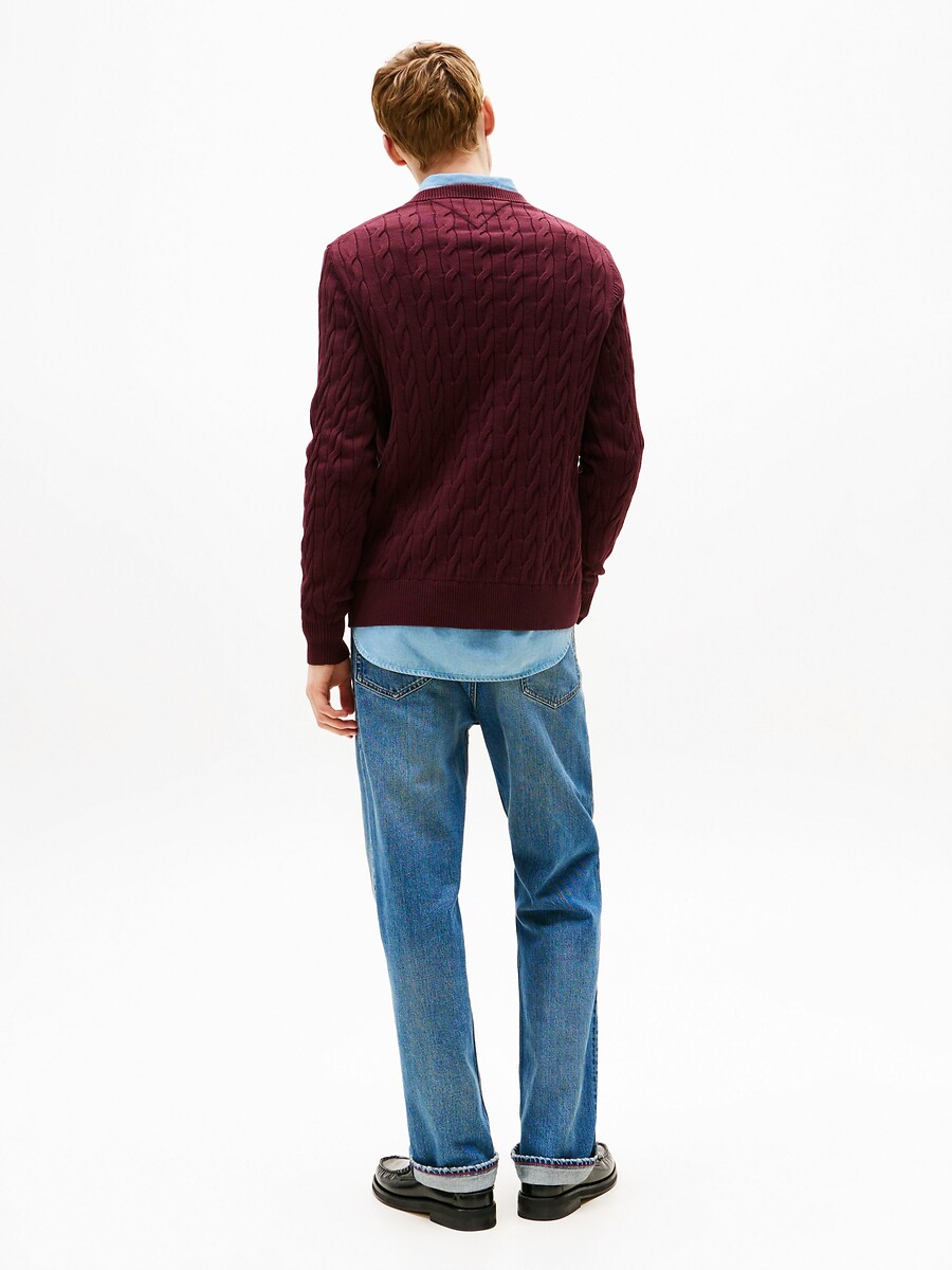 TOMMY HILFIGER<br>Suéter com gola redonda em malha texturizada