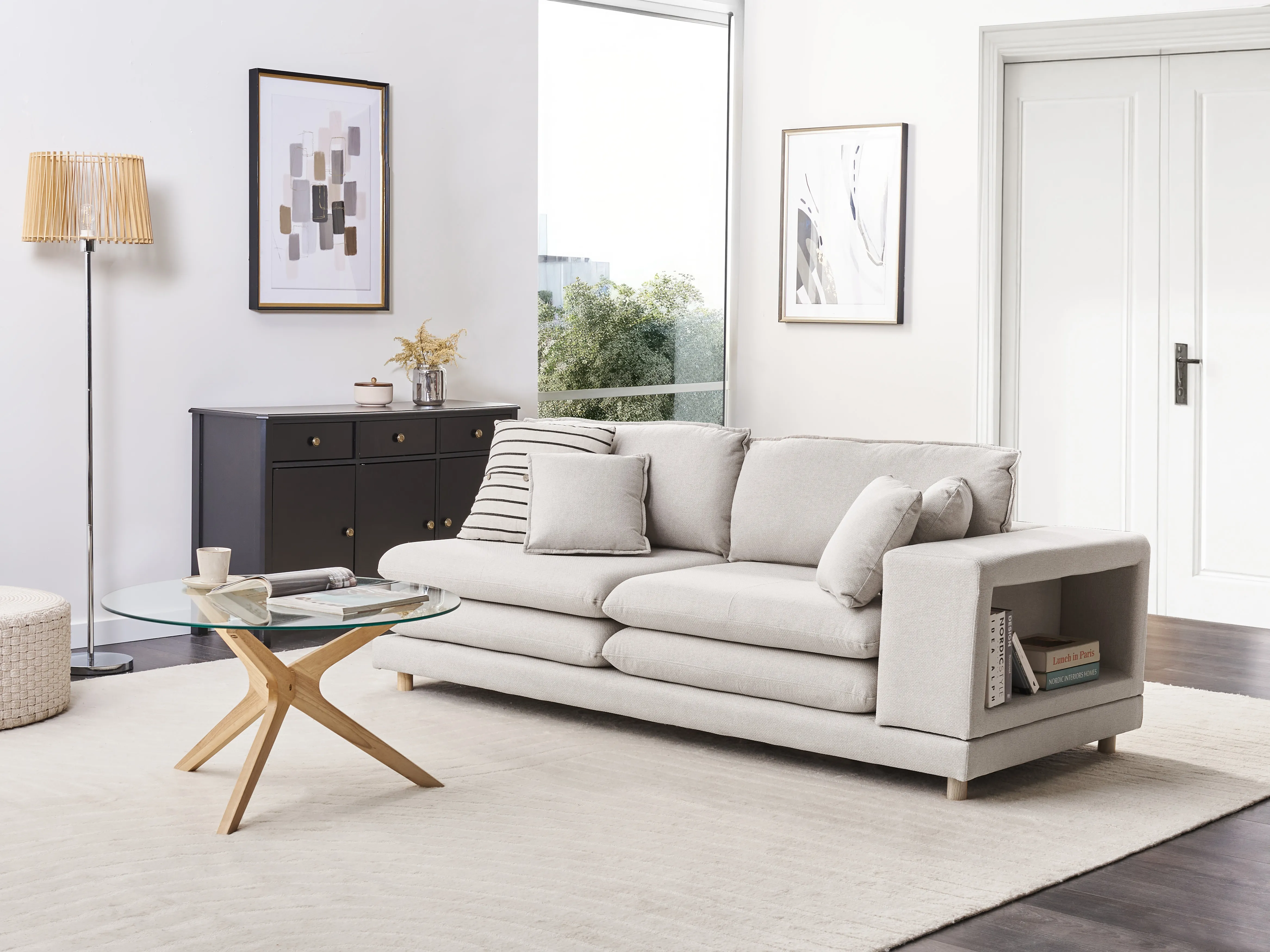 Bank 2-zits HEDEN Stof Beige met kussen