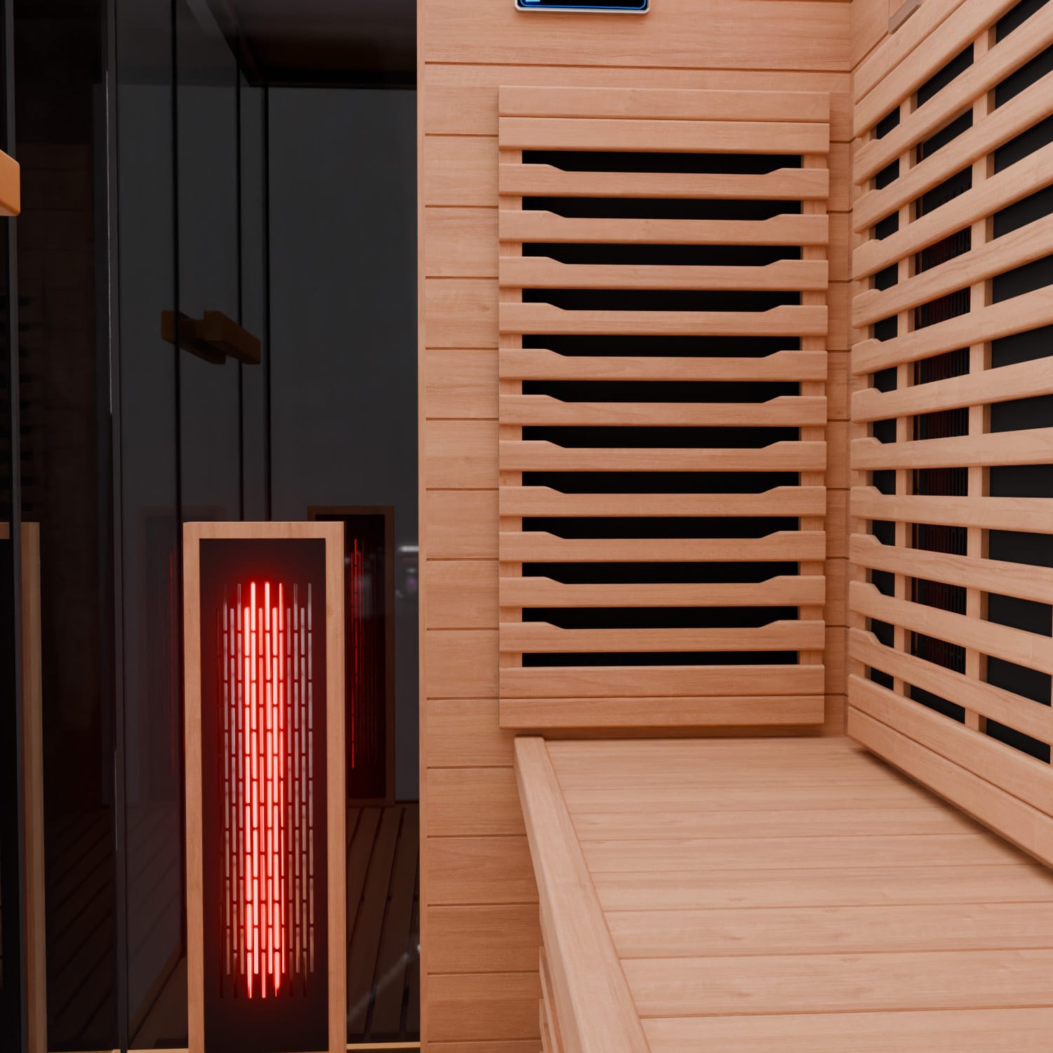 Dewello® Infrarotkabine Infrarotsauna KENORA 130x105 für 1-2 Personen aus Hemlockholz, Dual Therm