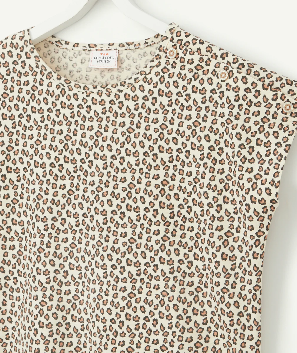 T-SHIRT FILLE EN COTON BIO ET IMPRIMÉ LÉOPARD