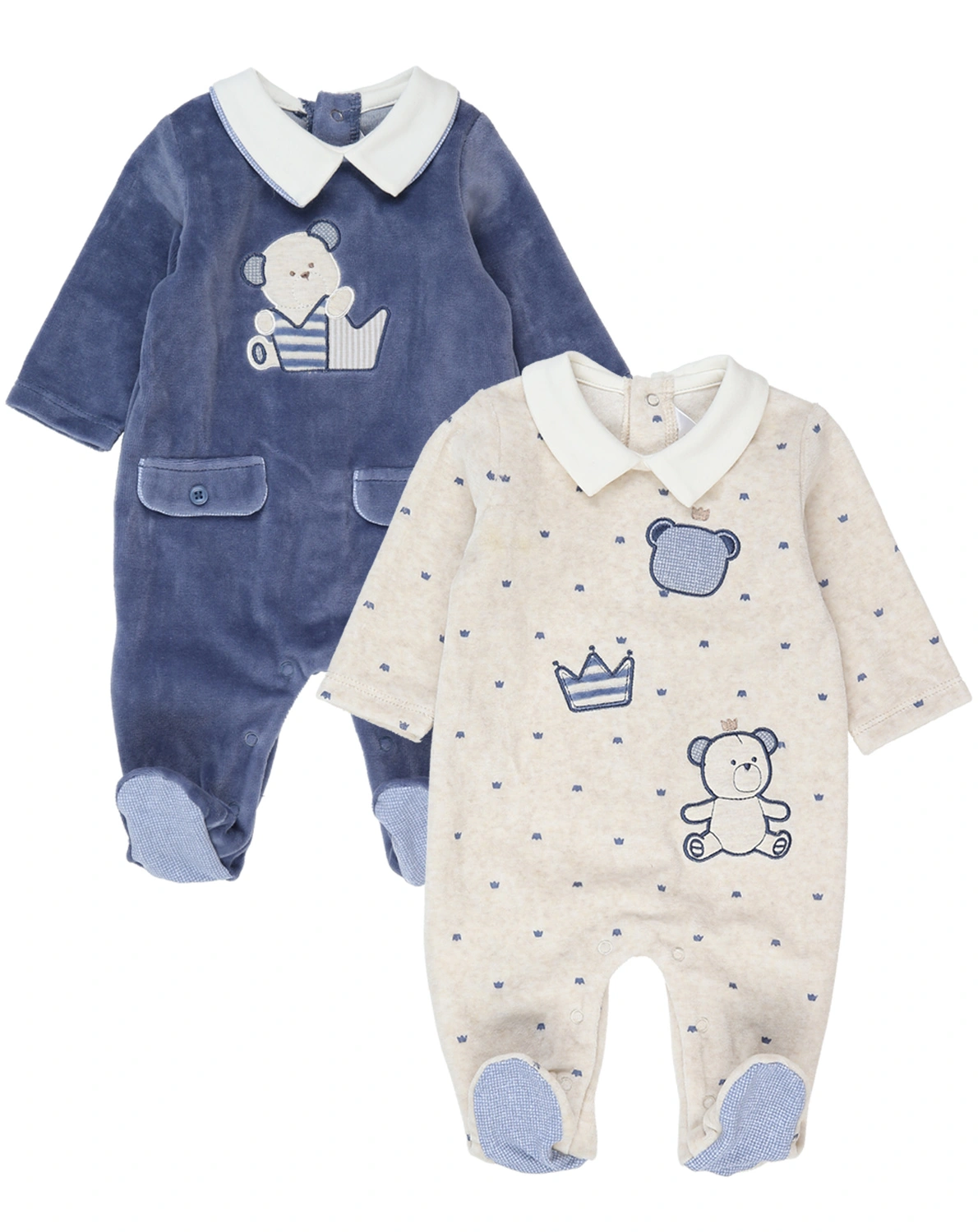 Nicki-Strampler OSITO 2er-Set in beige/blau