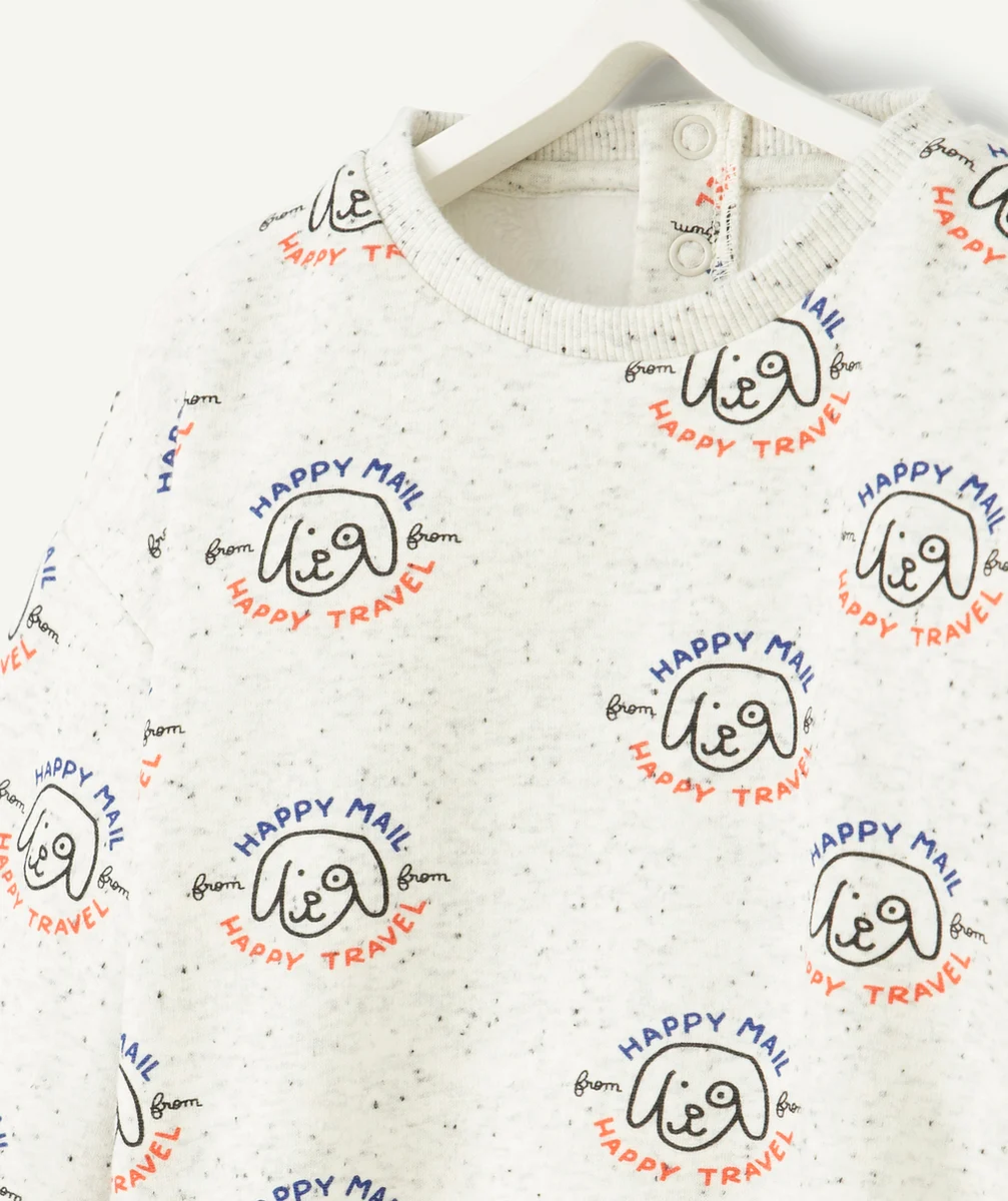 SWEAT BÉBÉ GARÇON EN FIBRES RECYCLÉES GRIS IMPRIMÉ CHIEN