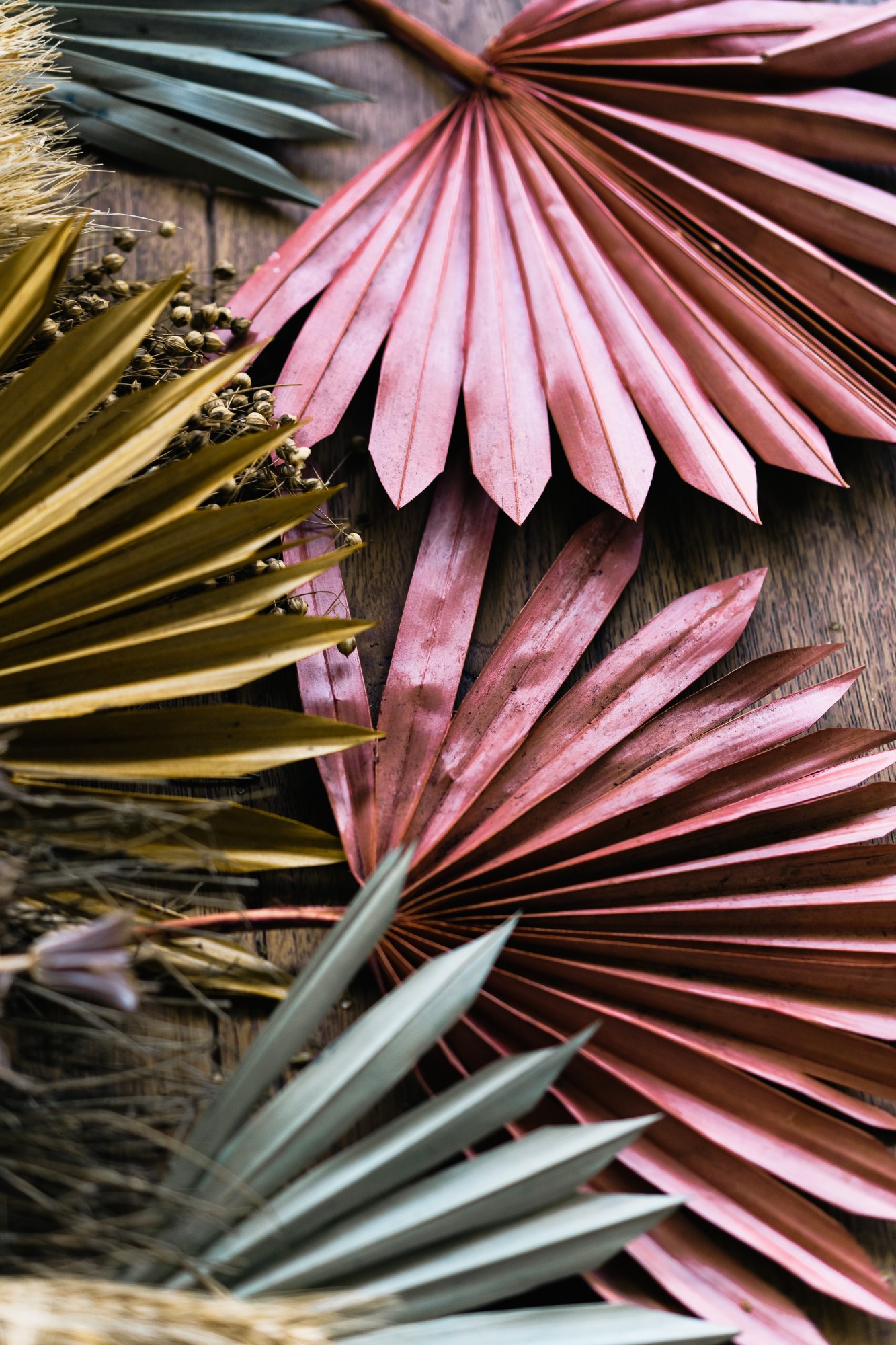 Palmblätter rot, H 60 cm, B 35 cm von fischer's lagerhaus