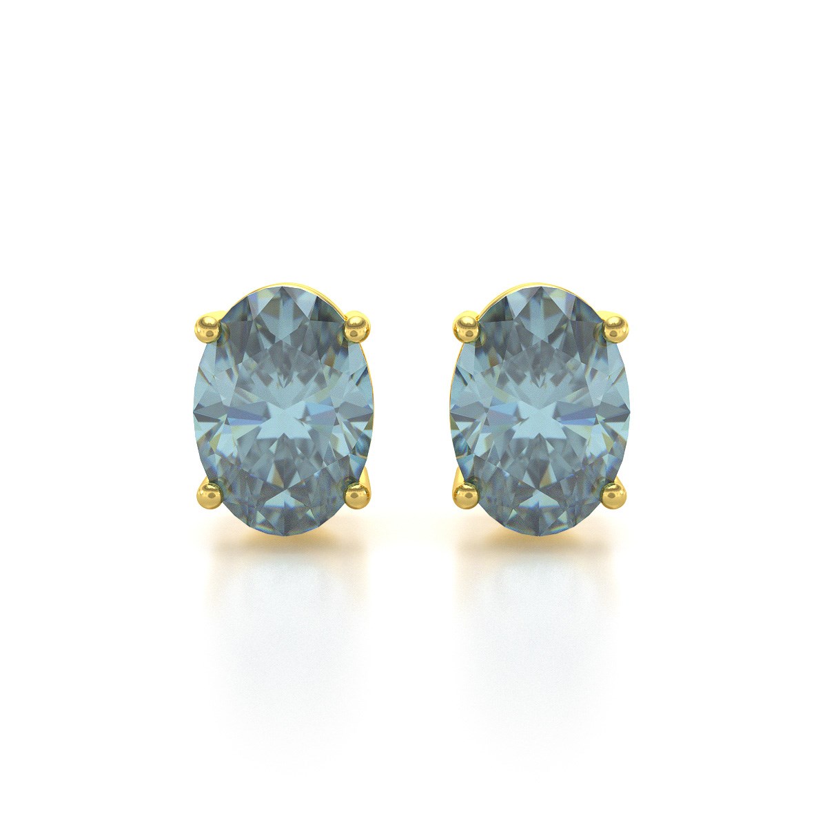 Boucles d'oreilles ADEN Or 585 Jaune et Aigue-Marine forme Ovale 1.6grs