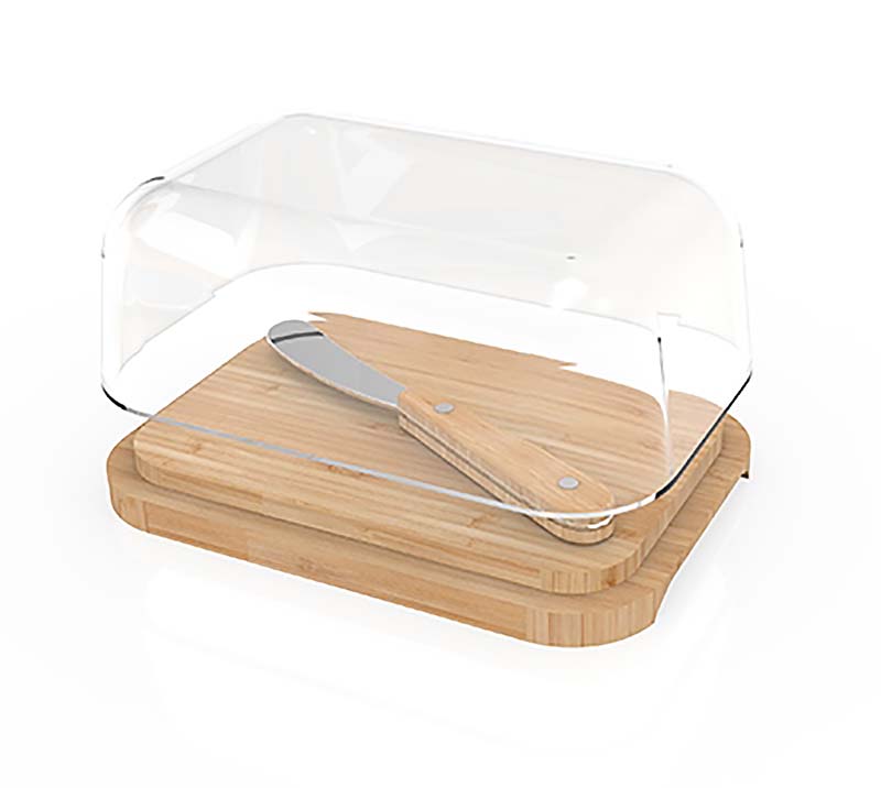 Beurrier en Verre & Bambou avec Tartineur Pebbly