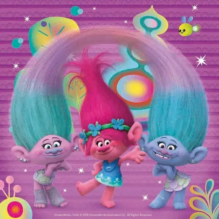 Ravensburger Puzzle Trolls Poppys bunte Welt, 3x49 Teile