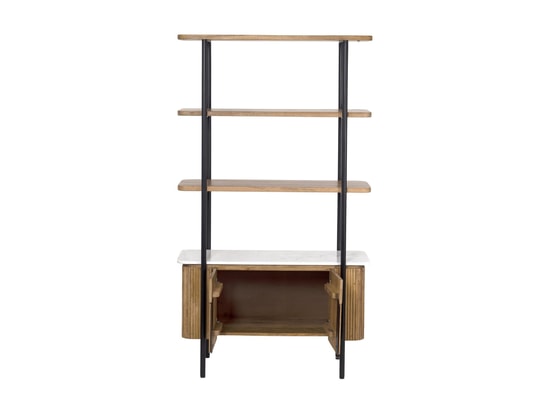 BOIS ET CHIFFONS CONCEPT - Etagère Étagère 2 portes plateau marbre blanc - manguier kfir ii