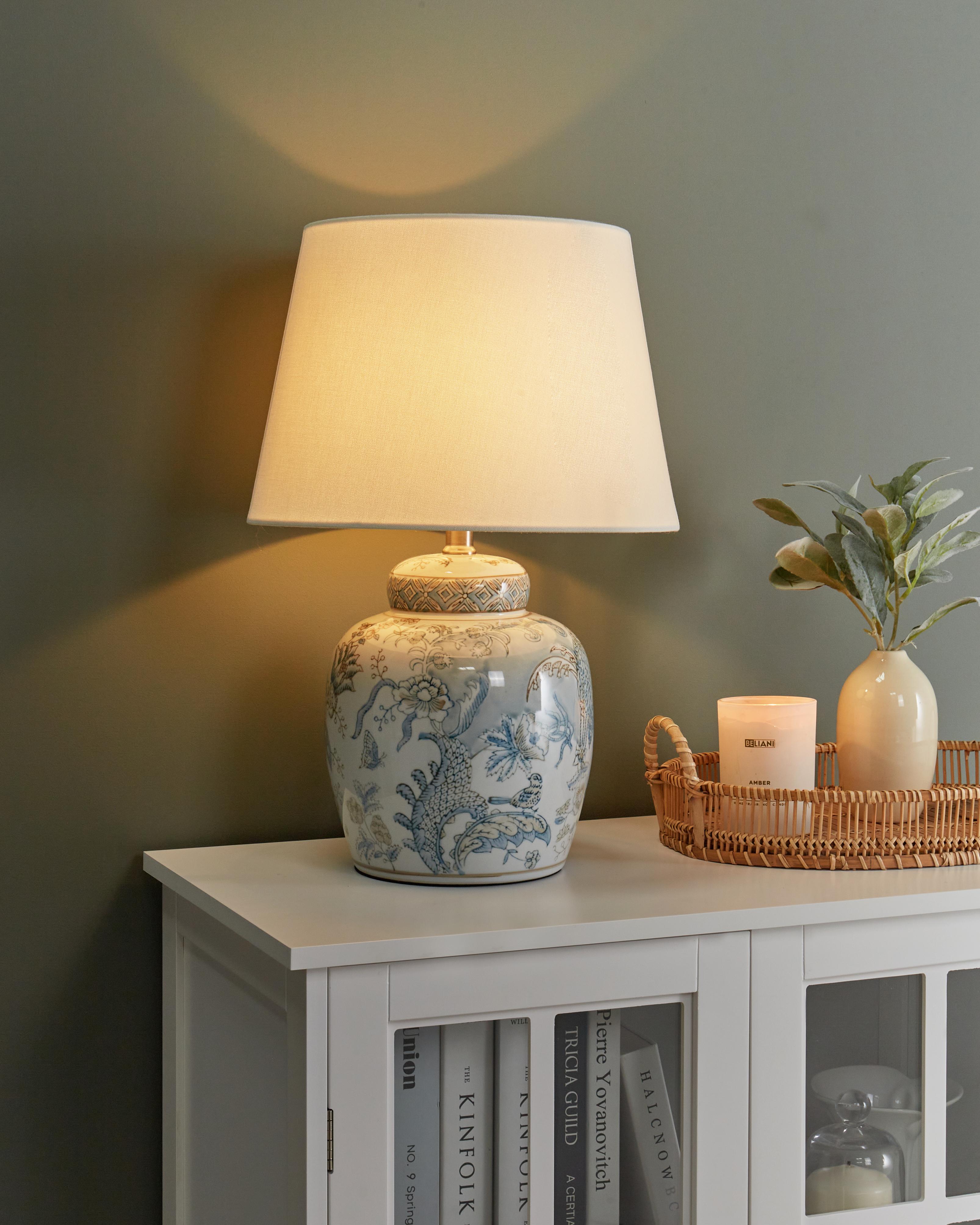 Tafellamp JAMAPA Porselein Wit/blauw