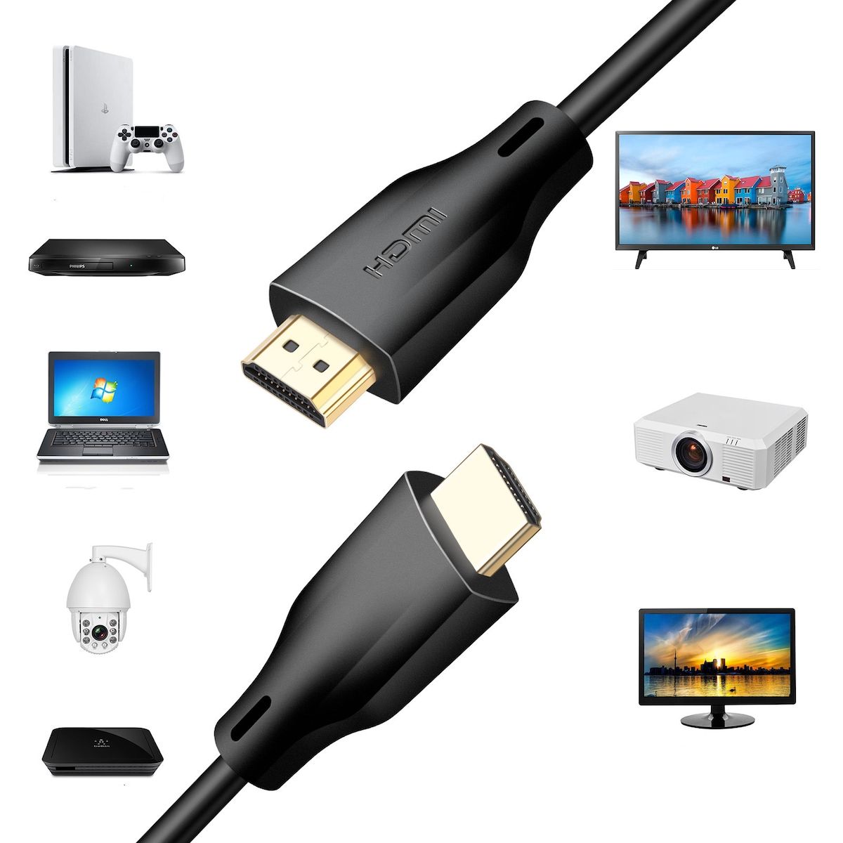 HDMI-kabel 8K/60Hz, 4K/120Hz HDMI 2.1 Sort 3 m