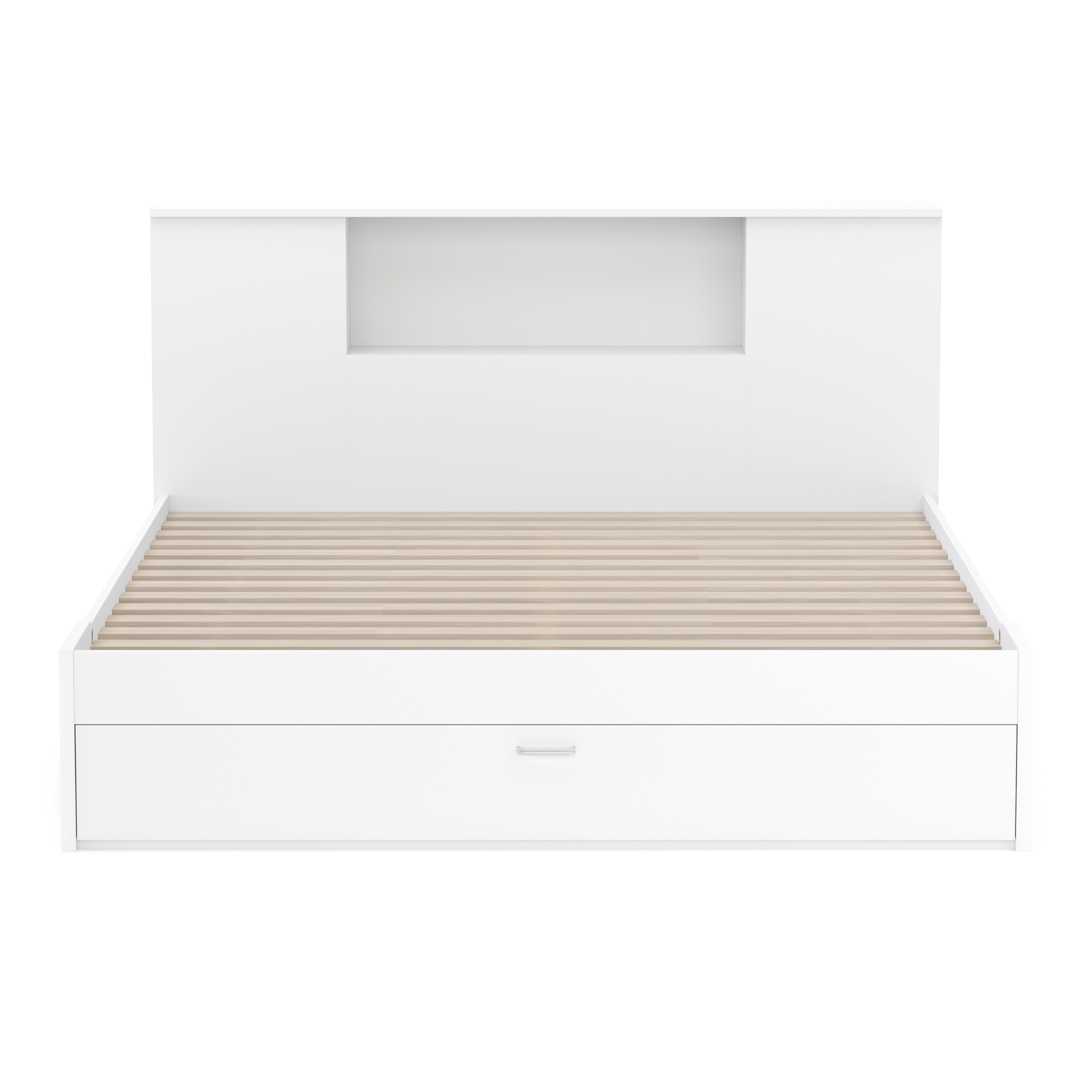Bett Holz MADELYN mit Stauraum und Schublade 160 x 200 cm weiss