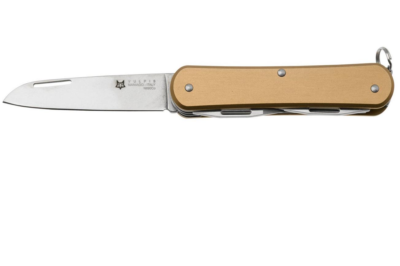 Fox Vulpis KA-VP130-S4BR, 4 Tools, Aluminium Bronze, Zwitsers zakmes, Knivesandtools Exclusive