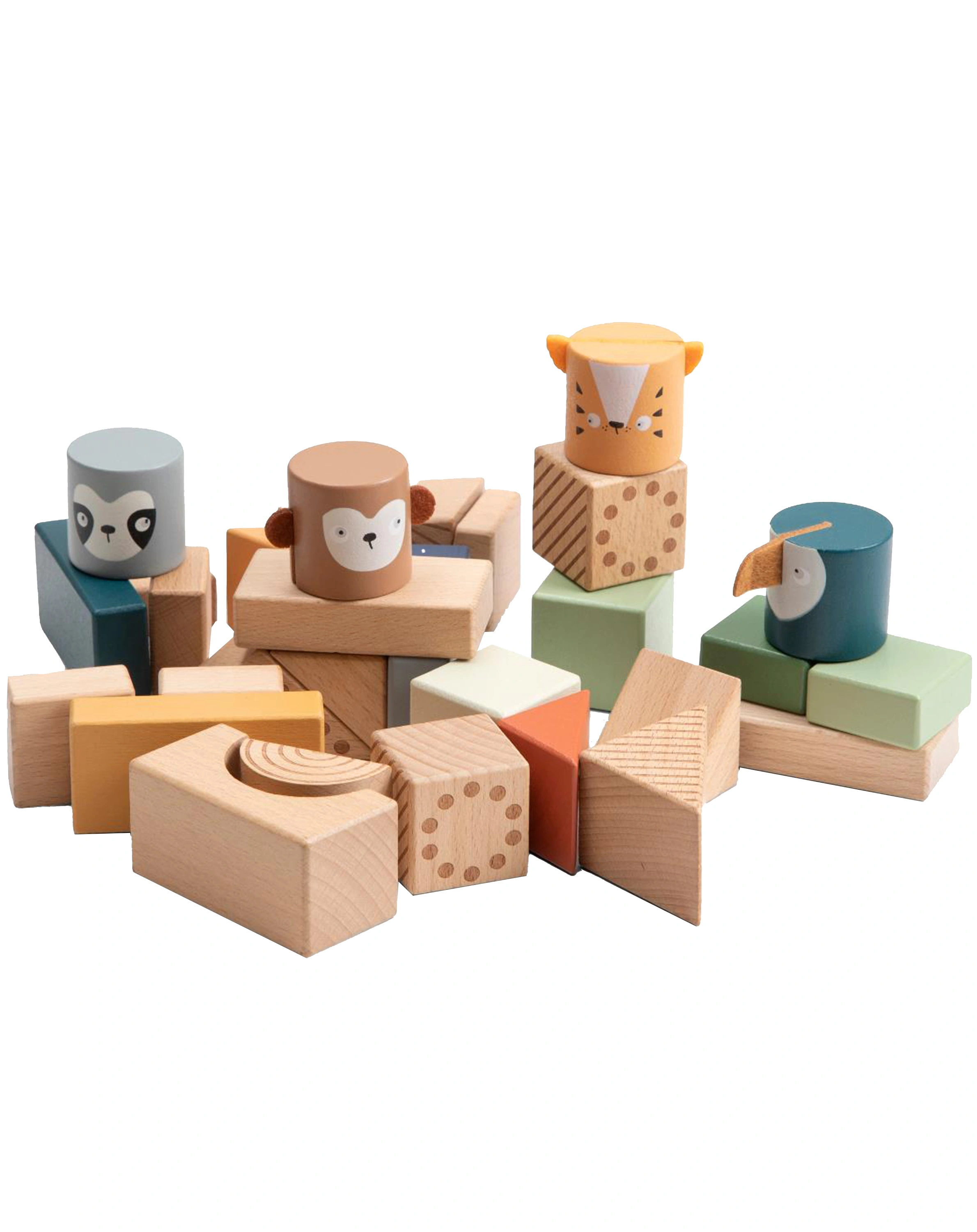 Holzbausteine WILDLIFE ANIMALS 31-teilig in bunt