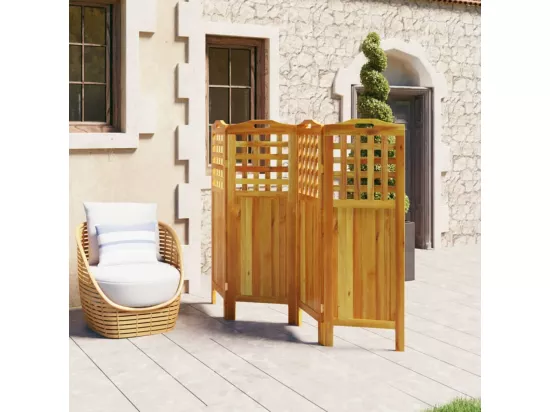Cloison de séparation 4 panneaux 162x2x115 cm Bois d'acacia
