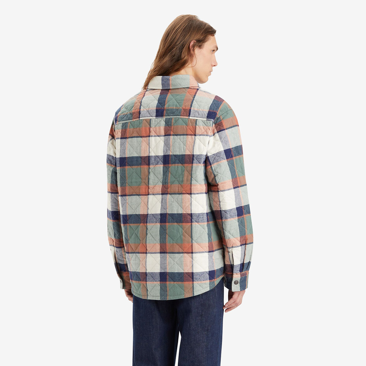 Cardigã longo e reto xadrez da Levi's