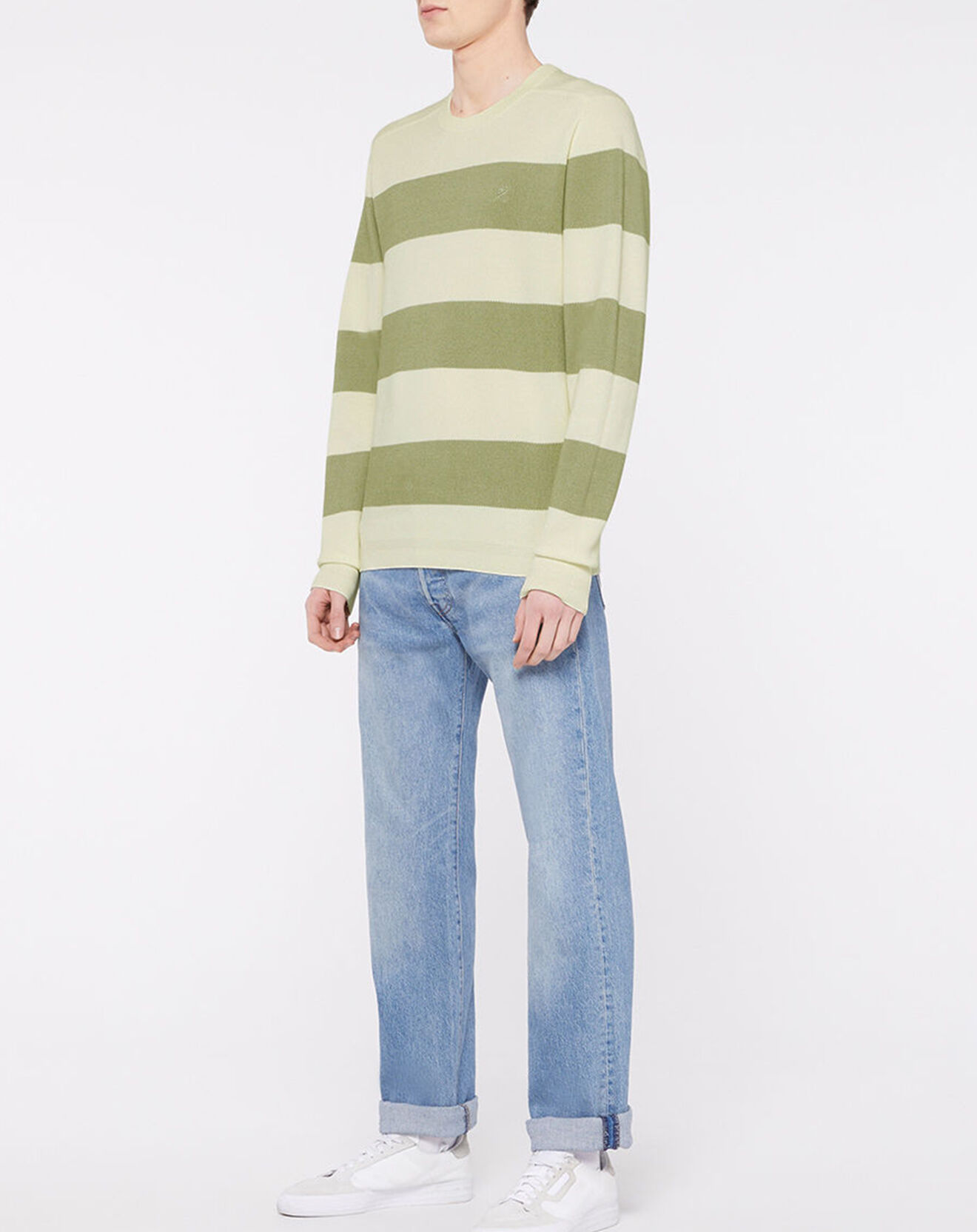 Hackett London Pull Marinière beige/vert