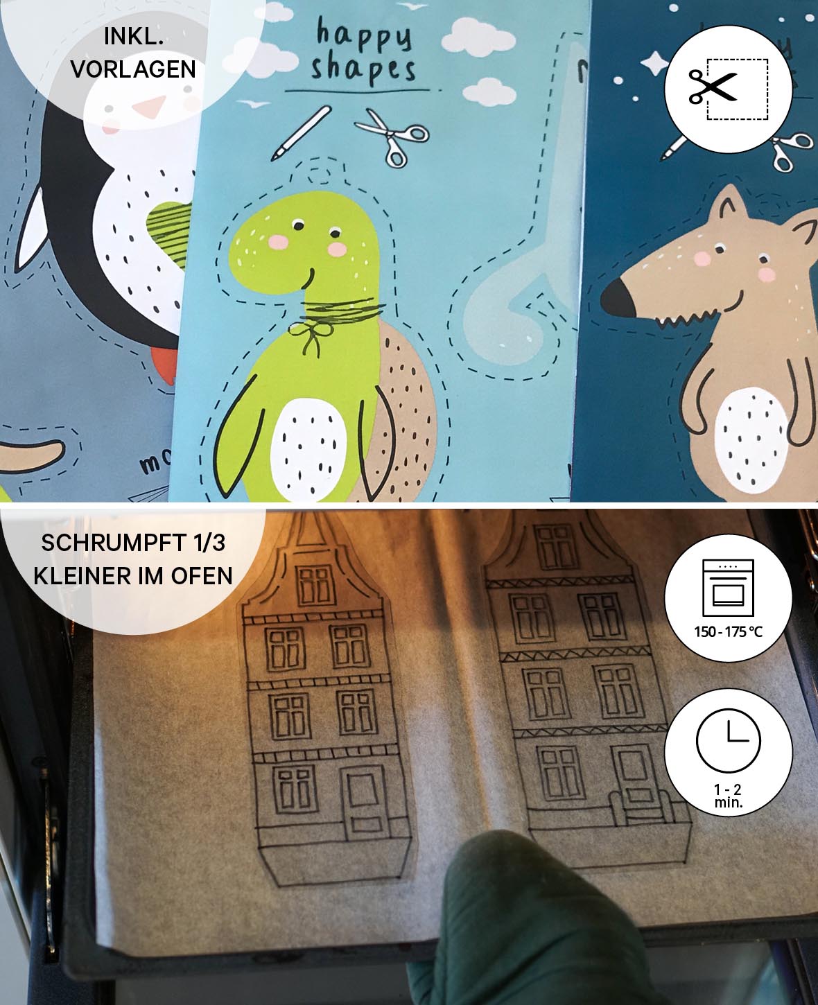 (5er Set) Transparent Schrumpffolie A4 DIY Bastel Folie