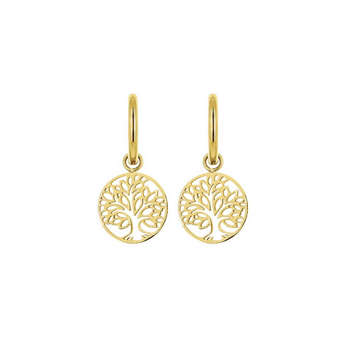 Boucles Arbre de vie acier dorées or
