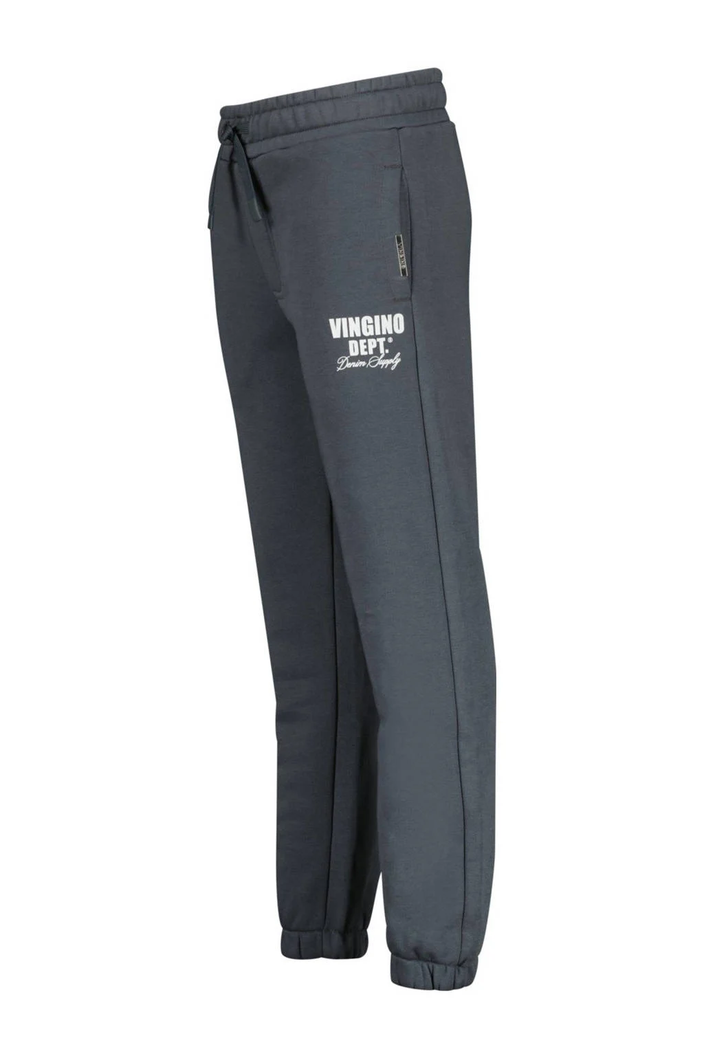 Vingino tapered fit joggingbroek Basic met printopdruk donkergrijs