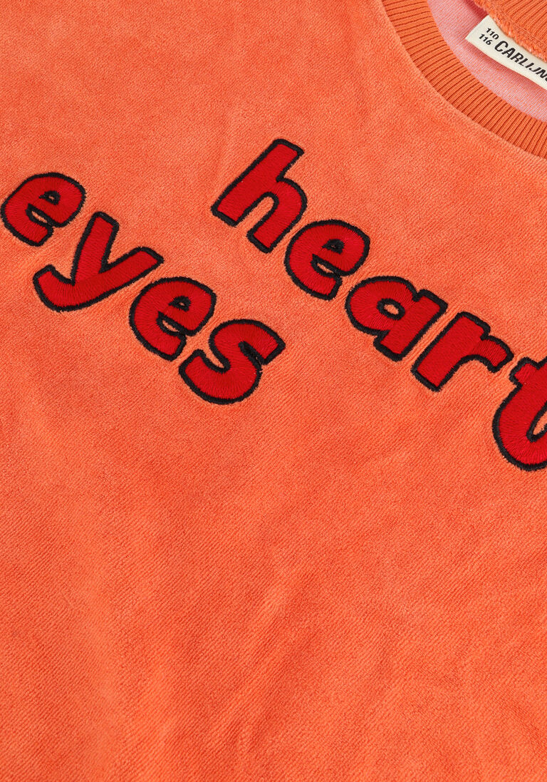 CARLIJNQ oranje carlijnq trui heart eyes - sweater girls with tule ruffles + embroidery