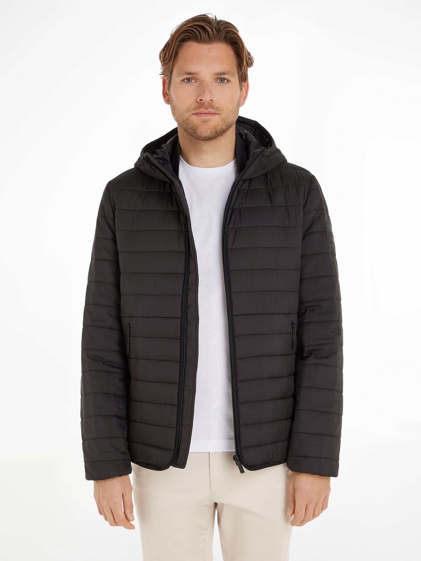 CALVIN KLEIN| Herren Steppjacke mit Kapuze QUILTED CRINKLE JACKET HOOD