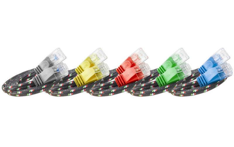 Slimpatchkabel RJ-45 - RJ-45, Cat 6, UTP, 1 m, RotRobustes, geschirmtes Twisted-Pair-Kabel (STP) mit Klinkenschutz