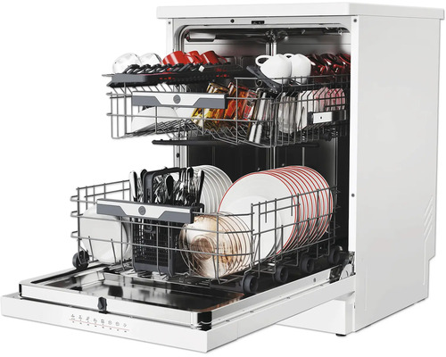 Hoover HF 4C6F0PW vrijstaande vaatwasser, 60 x 85 x 60 cm, voor 14 couverts, 9,5 l inhoud, 46 dB(A)