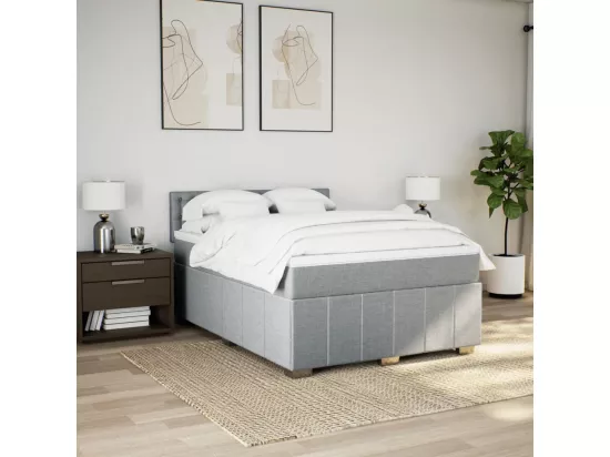 Sommier à lattes de lit avec matelas Gris clair 160x200cm Tissu
