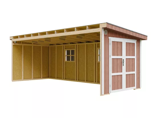 Abri de Jardin Qualité Premium 14,3 m² - H231x248x648 cm - Sans plancher e paroi latérale - Timbela M941B-REDWOOD RED