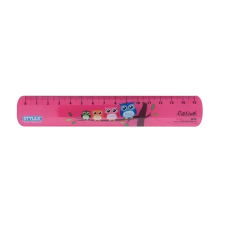 Stylex Schreibwaren biegsames Lineal / 15cm / flexibel / mit Eulen