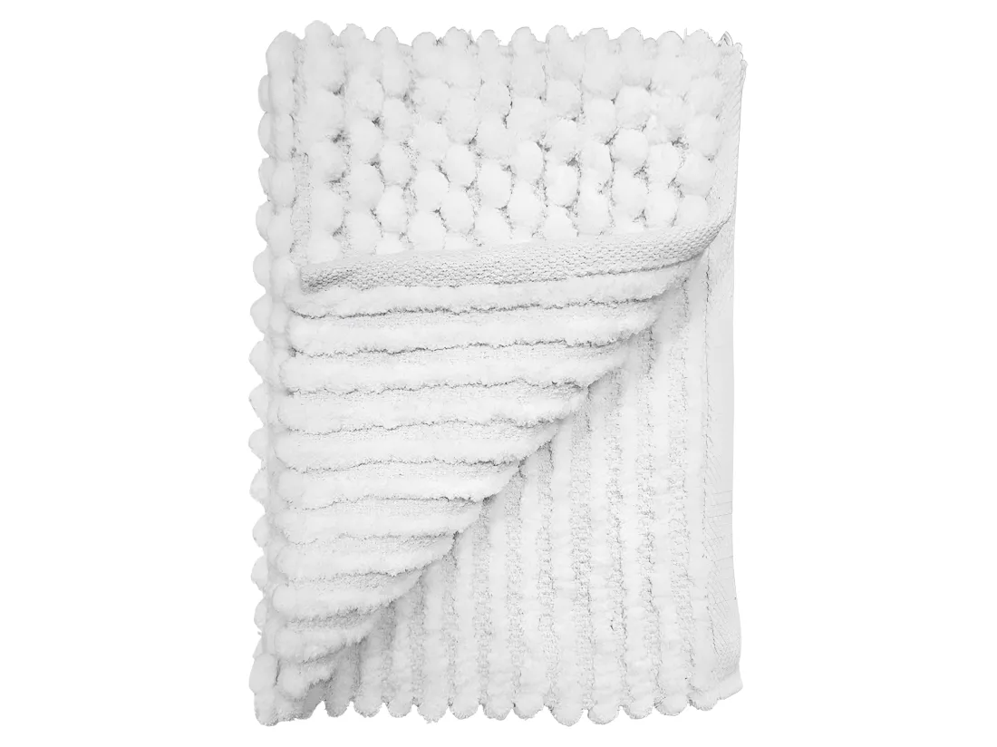 Tapis de salle de bain 40 x 60 cm mini pompon blanc - MARIE
