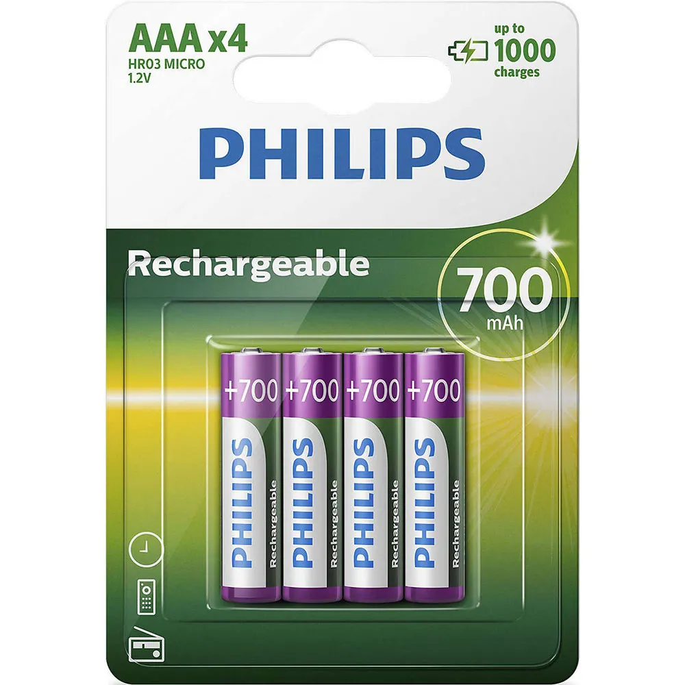 Philips Wiederaufladbare Batterien R03B4A70 Aaa 4er-Pack 700Mah
