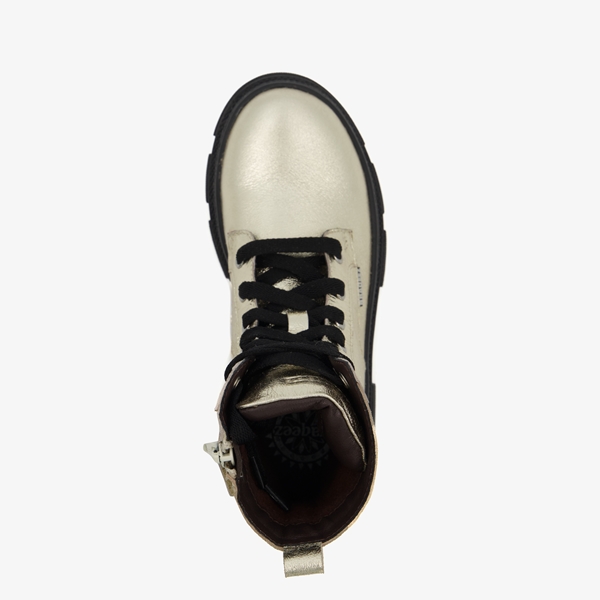 Braqeez leren meisjes veterboots goudkleurig
