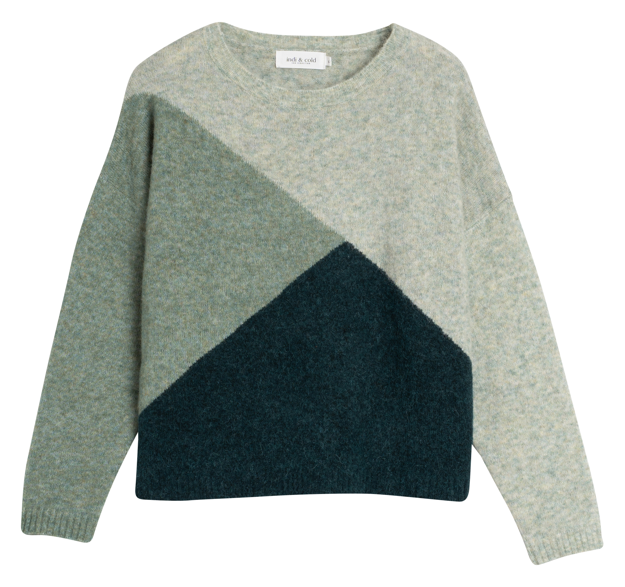 Pull col rond en laine mélangée | Vert