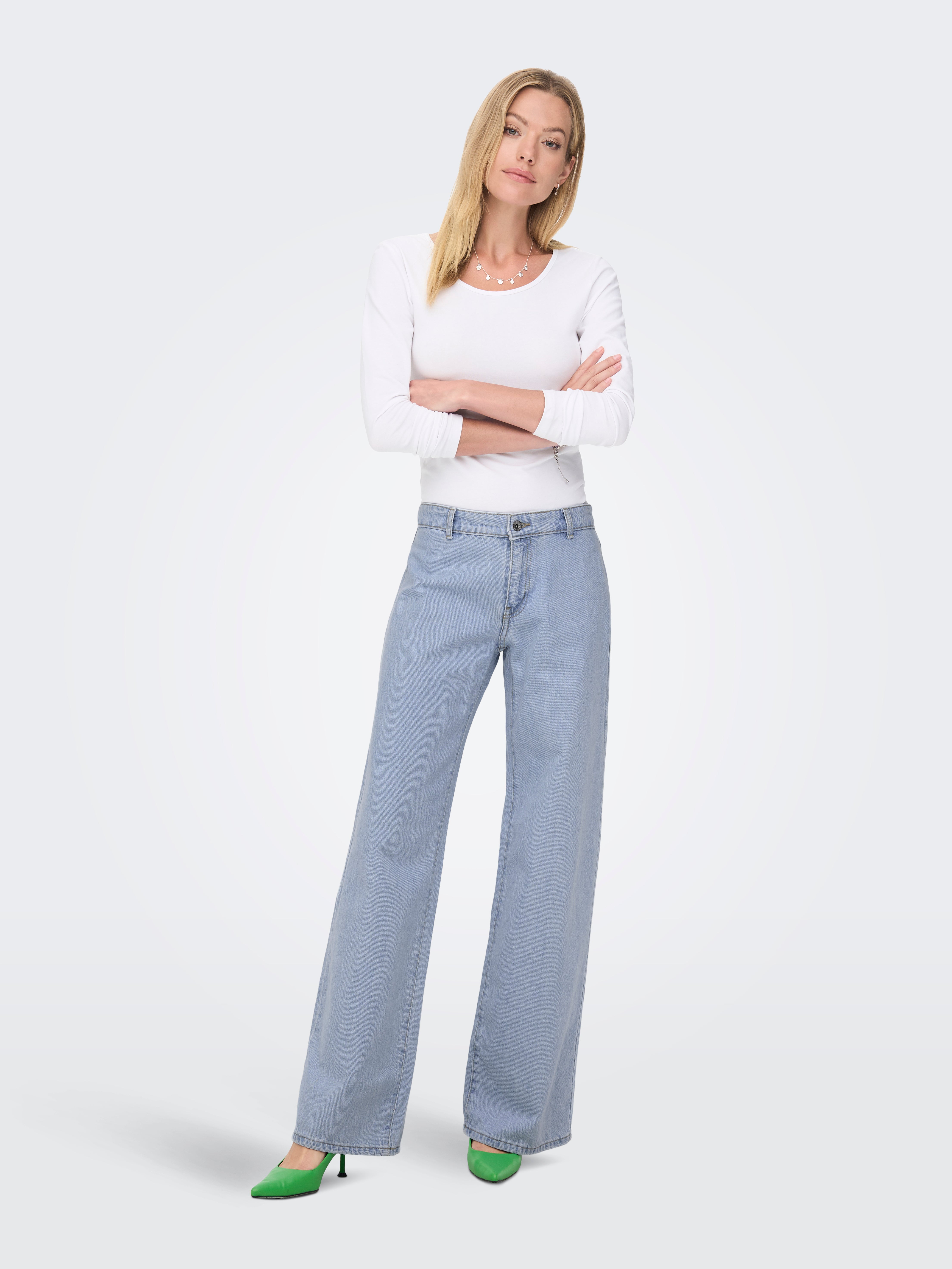 ONLKANE Niedrige Taille Weiter Beinschnitt Jeans Light Blue Denim