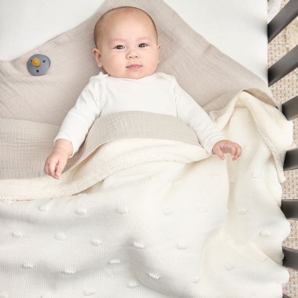 Meyco Wiegdeken Knots Teddy - 75 x 100 cm - Offwhite