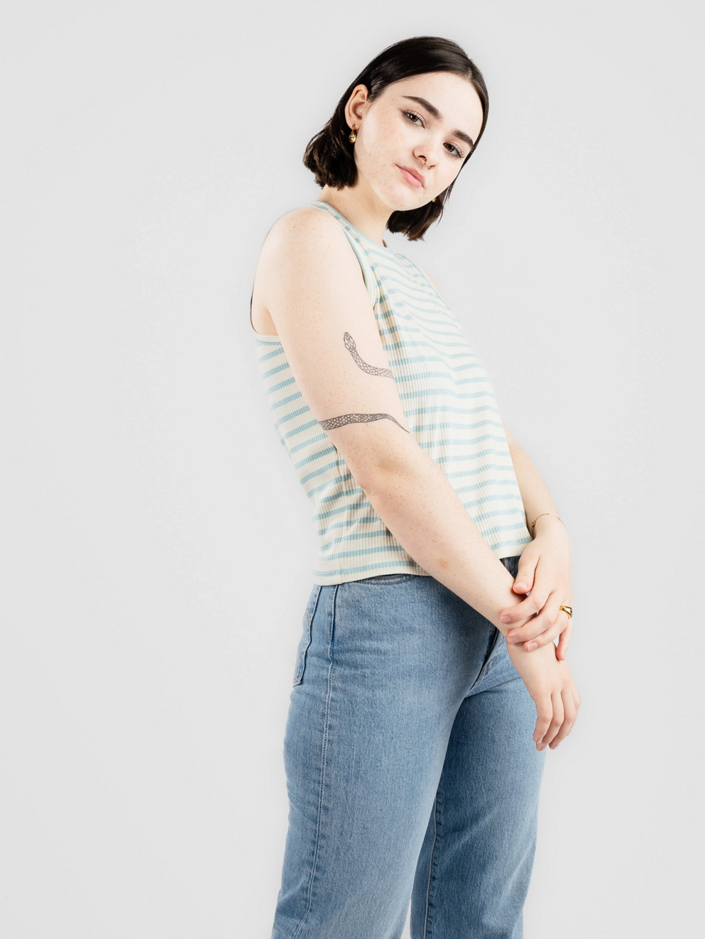 Kazane Helmi Tank Top aquamarine/white asparagu
