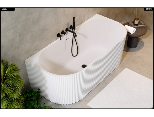 OTITEC - Baignoire semi îlot - 150 x 75 cm - avec siphon chrome - pie...