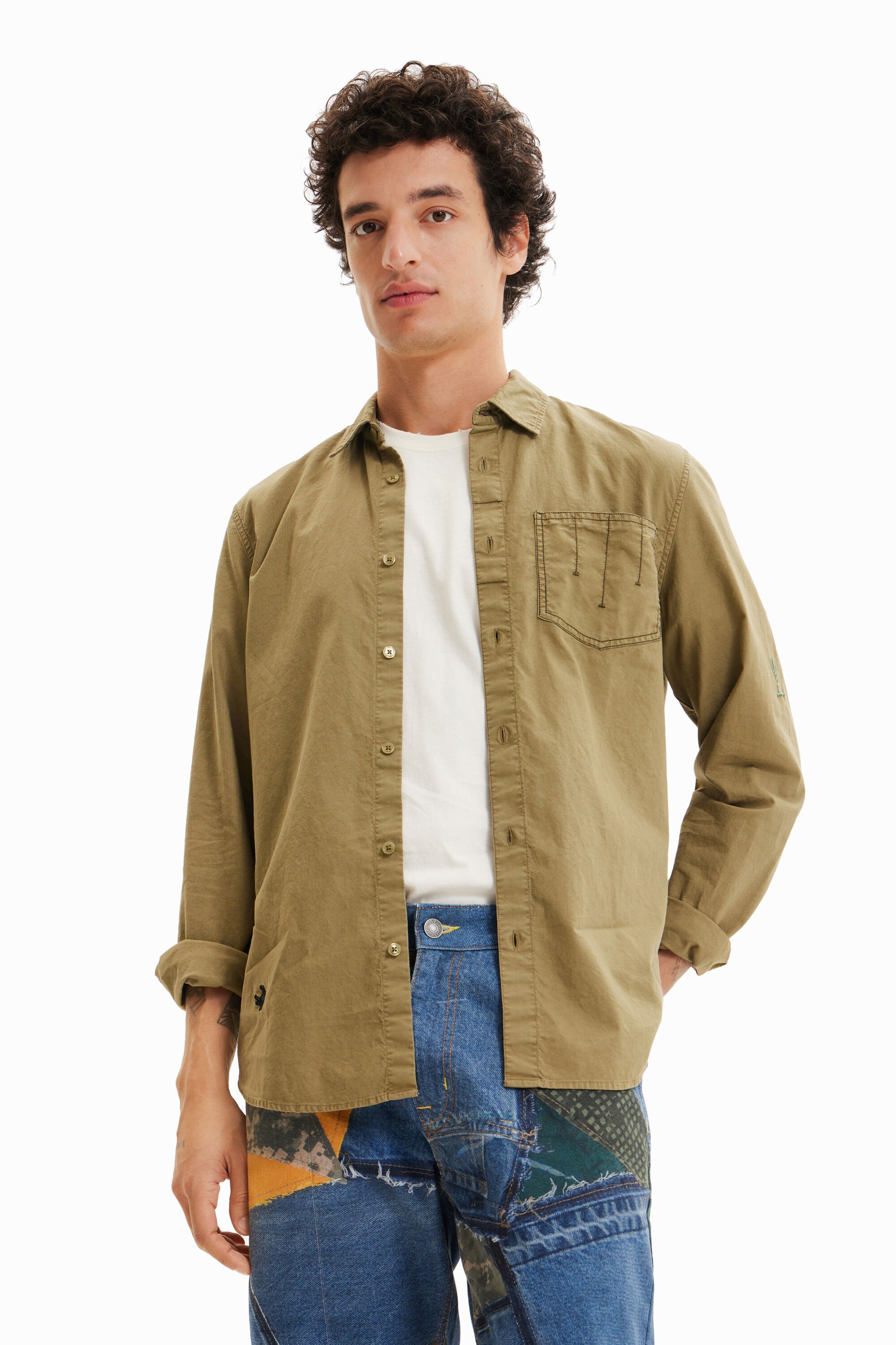 Chemise manches longues broderies