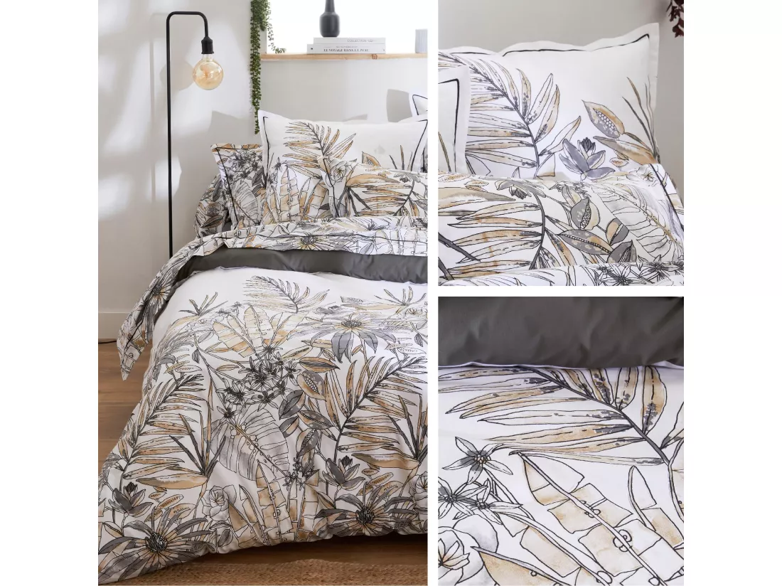 Taie de traversin 200x43 cm coton SUMATRA gris Fusain