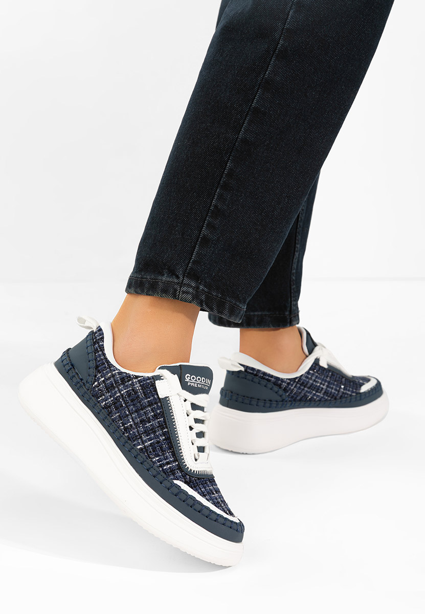 Baskets pour femme en cuir marine Elvia