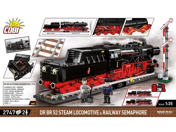 COBI DR BR 52 Steam Locomotive, Byggesten, 10 År, 2747 stk