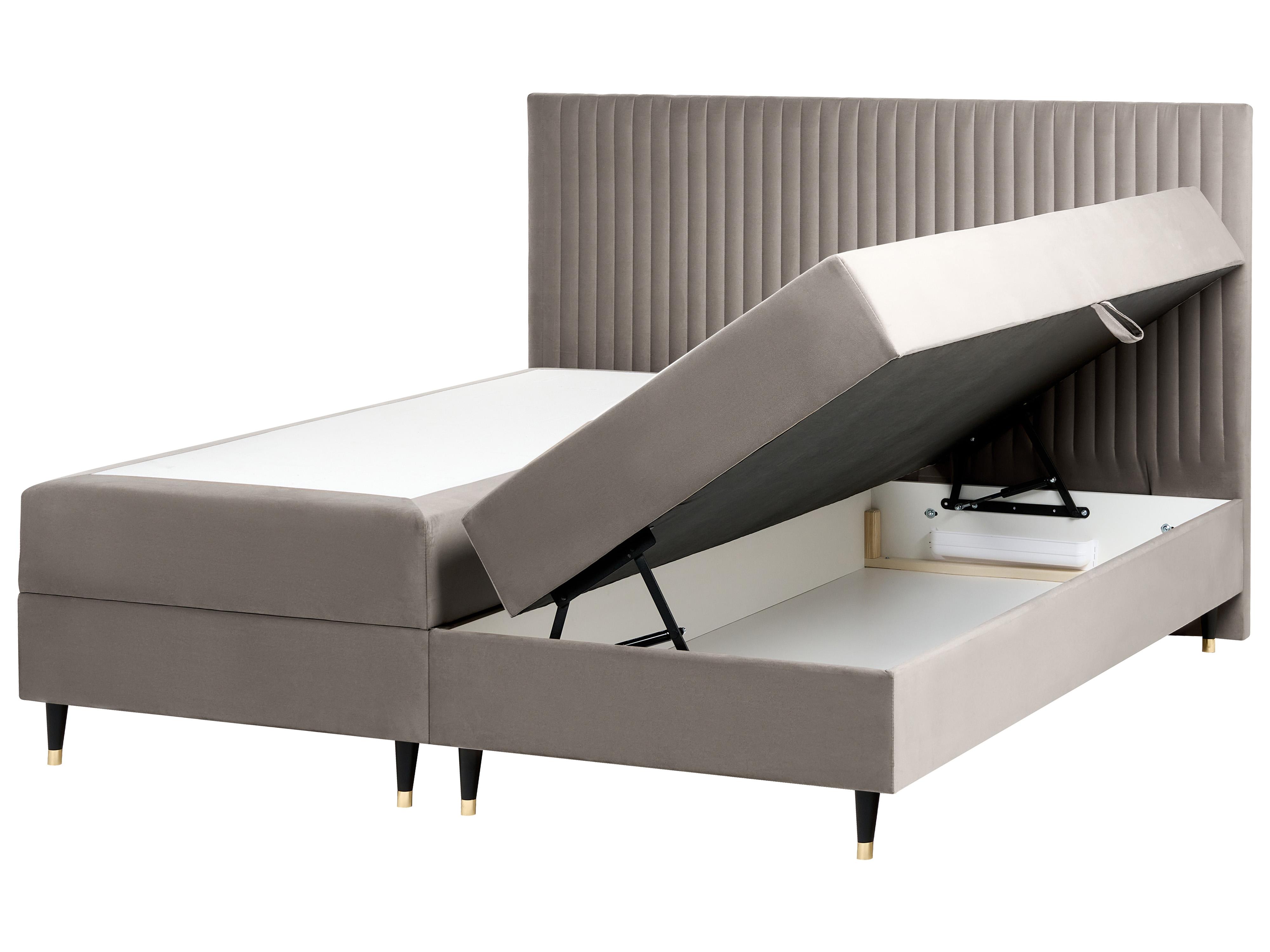 Boxspring met opbergruimte Fluweel DAME 180 x 200 cm Taupe