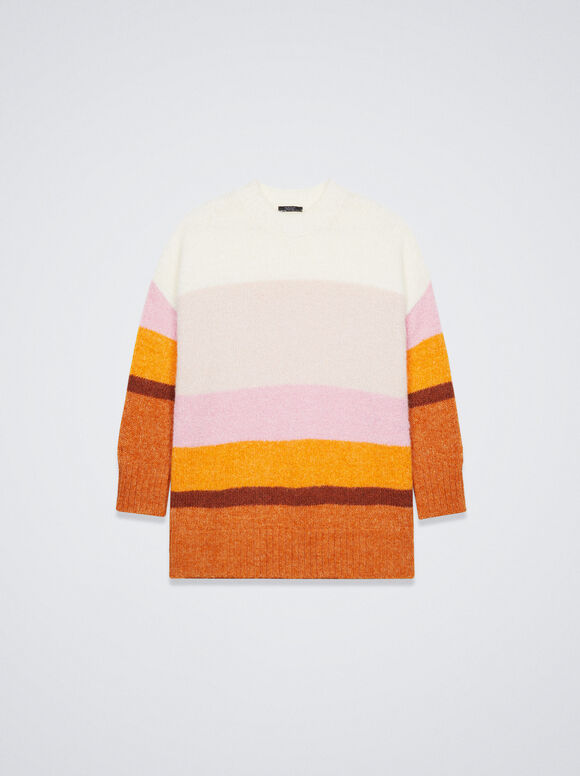 Suéter de lã com blocos de cores - Branco-sujo