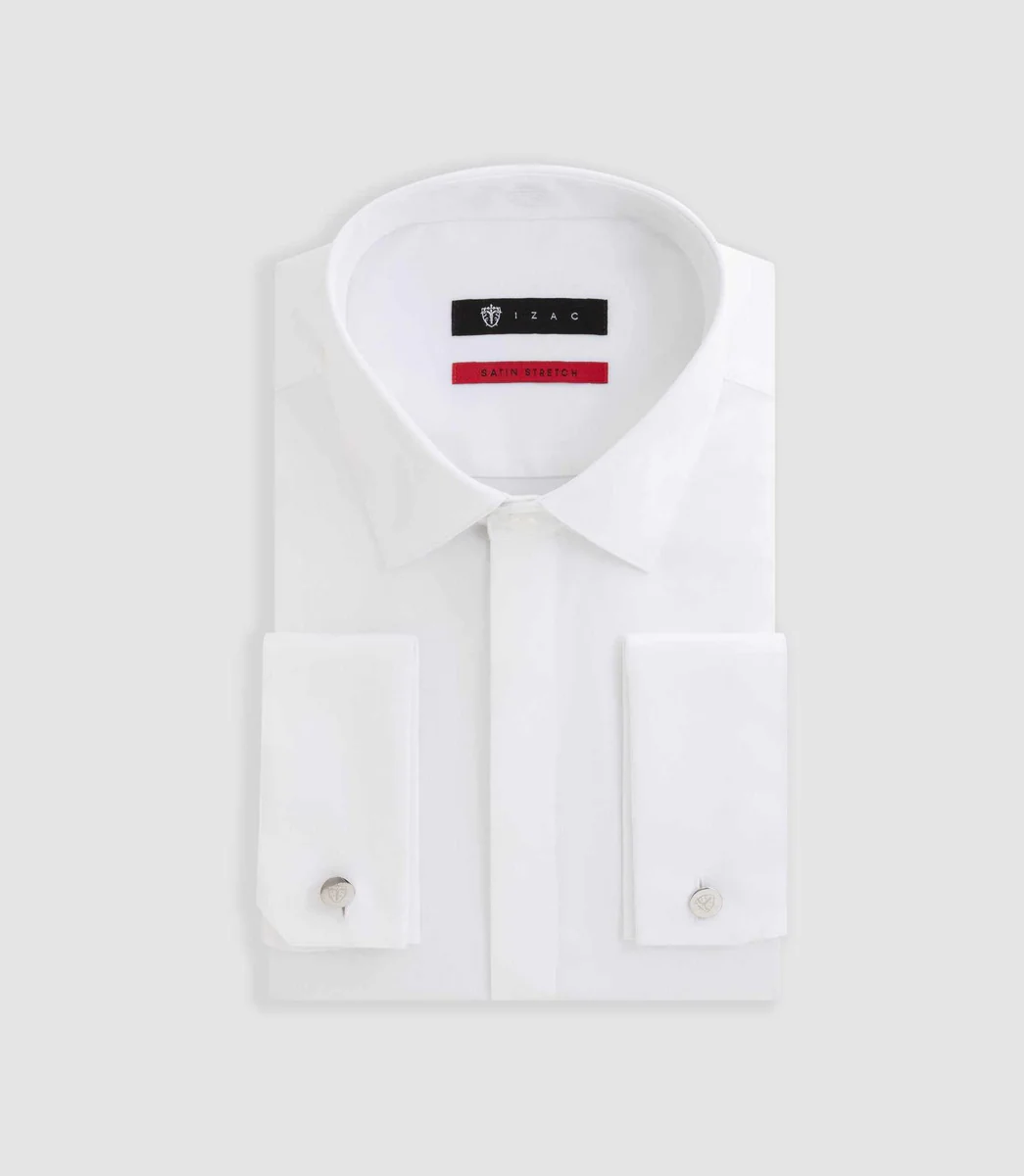 Chemise en satin stretch blanc 