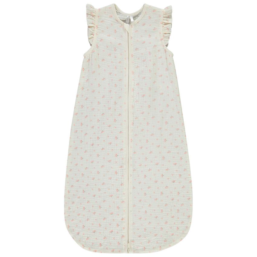 Gigoteuse en double gaze TOG 0.5 imprimé fleurs pour bébé fille - Ecru