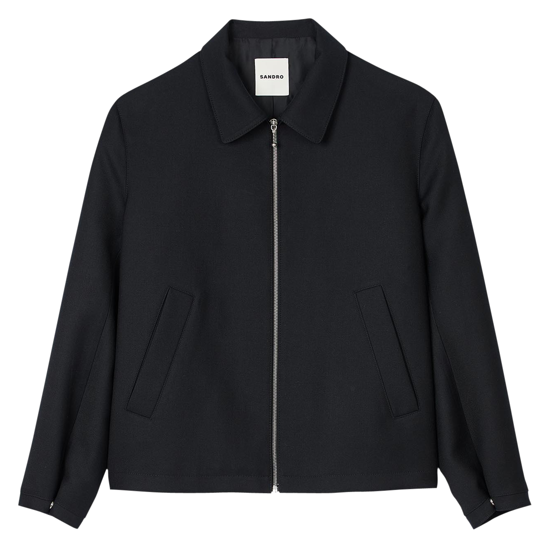 Veste col classique en laine mélangée | Bleu